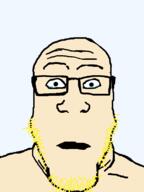 aryan blue_eyes closed_mouth crying glasses looking_at_you soyjak stubble transparent_background variant:markiplier_soyjak white_skin yellow_hair // 600x800 // 35.7KB