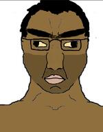 5_o_clock_shadow big_nose cross_eyed glasses hooked_nose mustache sandnigger stubble subvariant:chudjak_front unibrow variant:chudjak yellow_sclera // 607x778 // 126.0KB