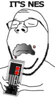 closed_eyes game_controller holding_game_controller holding_object its_over nes nintendo soyjak stubble text variant:gapejak video_game white_background // 411x720 // 71.0KB