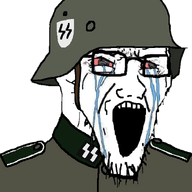 bloodshot_eyes clothes collar_tabs combat_helmet crying epaulettes glasses helmet looking_to_the_right military military_combat_uniform military_uniform nazi_germany nazism open_mouth schutzstaffel schutzstaffel_uniform soyjak stahlhelm stretched_chin stretched_mouth stubble transparent_background variant:soyak world_war_2 // 599x755 // 138.0KB