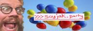 balloon banner beard glasses irl matt_christman open_mouth soyjak_party text variant:christmanjak // 600x200 // 161.9KB