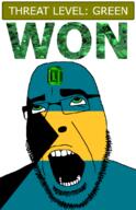 ahegao bahamas country emerald flag flag:bahamas gem glasses green green_eyes hair looking_up open_mouth schlog_color_event soyjak soyjak_blog stubble teeth text threat_level_green variant:cobson won // 721x1115 // 147.4KB