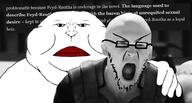 2soyjaks baron-harkonnen beard closed_mouth dune fayd-rautha gaping_mouth glasses hair hand hand_on_shoulder irl lips open_mouth pedophilia rape stubble subvariant:meximutt_front2 text variant:meximutt // 650x350 // 121.7KB
