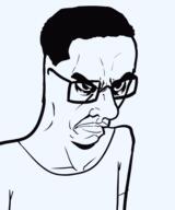 angry arm closed_mouth clothes glasses hair soyjak subvariant:chudjak_seething template tshirt variant:chudjak // 456x547 // 68.2KB