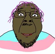 aliased brown_skin brown_troonjak fill_tool flag:transgender_pride_flag glasses lips lipstick no_gaps purple_hair smile teeth template tranny transgender_flag variant:bernd // 1024x1000 // 20.4KB