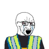 amazon angry blue clothes crying glasses jacket learning_ambassador open_mouth soyjak stubble variant:soyak wagie // 554x554 // 63.4KB