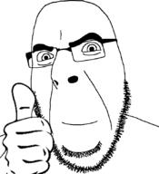 glasses hand smile soyjak stubble thumbs_up variant:cobson // 775x849 // 23.7KB