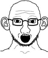 ear glasses open_mouth soyjak stubble subvariant:soyak_front variant:soyak // 600x718 // 7.9KB
