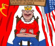 belly belly_button big_ears big_lips blue_pants breasts burger_king chair clothes crown david_star detailed double_chin ear eyes facing_front fat flag:macdonald's flag:united_states full_body hand head israel jewish_star king lips macdonald man_tits monarchy mutt nails no_eyebrows obese red_shirt ruff shirts small_nose stubble subvariant:impish_amerimutt teeth teeth_showing title tits united_states variant:impish_soyak_ears wrinkles // 1279x1081 // 99.0KB