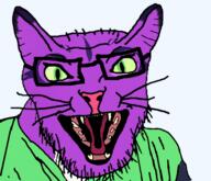 animal cat furry glasses purple_skin soyjak stubble subvariant:feral_meowjak variant:feraljak variant:soyak // 1777x1531 // 766.5KB