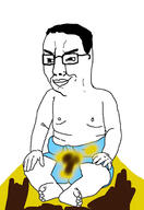 arm baby closed_mouth full_body glasses hair hand leg piss poop smile smug soyjak underpants variant:chudjak // 1170x1698 // 170.8KB