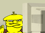 brainlet glasses irl monitor mustard mustard_(user) retard sitting subvariant:condiment variant:feraljak yellow_skin // 1458x1080 // 567.7KB