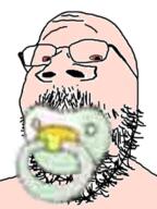 baby babyjak bloodshot_eyes glasses pacifier small_eyes soyjak stubble variant:gapejak white_skin // 191x255 // 65.0KB