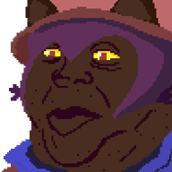 animal_ears clothes eyebags hair hat jimbo_(namefag) jimbo_(user) lips meta:high_resolution meta:namefags oneshot pixel_art purple_hair scarf series:jimbo_emotes transparent_background variant:alicia video_game yellow_sclera // 384x384 // 8.1KB