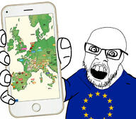 arm clothes europe european_union flag flag:european_union glasses hand map no_eyebrows soyjak star_(symbol) stubble variant:feraljak // 2160x1884 // 365.0KB