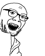 bald beard forehead_lines glasses gums hoodie jacket open_mouth pajeet soyjak stubble teeth variant:unknown // 600x750 // 26.9KB