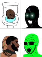 4soyjaks black_skin brown_skin chad country flag glasses glowie glowing glowing_eyes green inverted mexico nordic_chad open_mouth soyjak stubble subvariant:soyak_(crazed) sunglasses thougher toilet toilet_black_person variant:gapejak variant:soyak // 2028x2784 // 742.0KB
