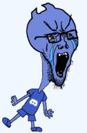 bloodshot_eyes blue blue_skin clothes crying discord full_body glasses open_mouth tshirt variant:soyak // 401x609 // 14.6KB