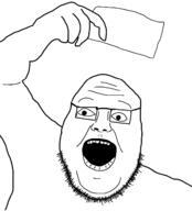 gaping_mouth glasses holding_object holding_paper nugape nuvariant open_eyes open_mouth paper soyjak stubble variant:brightson // 874x964 // 22.4KB