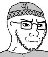 allah angry arabic_text closed_mouth clothes glasses hat islam soyjak stubble subvariant:soyak_(irritated) taqiyah variant:soyak // 632x756 // 19.5KB