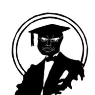 angry closed_mouth clothes glasses graduation hat lessons_in_meme_culture soyjak subvariant:chudjak_front variant:chudjak // 1378x1378 // 412.1KB