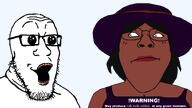 black_skin closed_mouth clothes dark_skin female glasses hat lipstick oh_my_god_she_is_so_attractive open_mouth stubble subvariant:bridget subvariant:threefourthsplier variant:bernd variant:markiplier_soyjak // 2400x1355 // 83.6KB