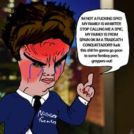 america_first amerimutt angry black_eyes blue_shirt clothes crying mexico meximutt mutt mutt_lips nick_fuentes painted_nails red_nails red_skin suit suit_and_tie variant:chudjak // 2048x2048 // 1.6MB