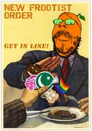 FNWO averi communism eating food froot frootist_new_order islam lgbt lgbt_flag my_little_pony negro new_frootist_order orange_skin progress_pride_flag propaganda soviet_union variant:gapejak // 736x1045 // 1.1MB