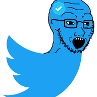 animal bird blue blue_checkmark full_body glasses open_mouth soyjak stubble twitter twitter_checkmark variant:soyak wing // 566x646 // 30.3KB