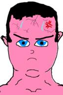 anger_mark blue_eyes ear hair pink_skin soyjak subvariant:chudjak_front sweating variant:chudjak vein // 392x590 // 16.6KB