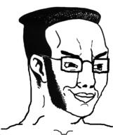 ear glasses hair max_stirner philosophy side_burns smile smirk smug soyjak variant:chudjak // 645x770 // 114.9KB