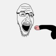 glasses mustache nsfw open_mouth penis soyjak stubble variant:unknown // 255x253 // 20.8KB