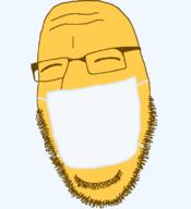 closed_eyes ear emoticon glasses mask mouth_mask no_mouth series:soymoji sick soyjak stubble surgical_mask variant:cobson yellow yellow_skin // 721x789 // 28.4KB