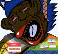 amerimutt black_skin bloodshot_eyes brown_skin ear faggot fat furry gay glasses hanging hello_my_name_is_(sticker) map_(pedophile) nigger open_mouth pedophile red_lips rope sonic_the_hedgehog soyjak_blog subvariant:ackmutt tranny trend:slopjak variant:bernd yellow_teeth // 794x745 // 88.1KB