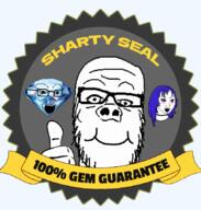 3soyjaks badge gem glasses grey hand open_mouth purple_hair seal_of_approval sharty_seal smile soot_colors soyjak soyjak_party stubble text thumbs_up tranny variant:a24_slowburn_soyjak variant:soyak variant:wojak // 820x860 // 636.3KB