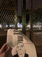 arrow blue_eyes clothes fiserv_forum glasses grey_hair hair hand irl joe_biden maga maga_hat milwaukee nate_(soyjak_party) photo qr_code republican_national_convention road smile soyjak soyjak_party stubble teeth text united_states variant:cobson white_skin wisconsin // 3024x4032 // 1.0MB