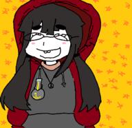 badge hair happy hoodie soot_colors variant:soytan // 674x654 // 24.2KB