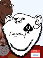 bald bbc black_skin blacked brown_skin closed_mouth clothes ear glasses hello_my_name_is_(sticker) muscles muscular_male name_tag queen_of_spades sabiopajin_(user) series:imp_&_gape smile spade stubble subvariant:wholesome_soyjak variant:gapejak variant:impish_soyak_ears // 598x800 // 52.7KB