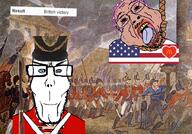 2soyjaks amerimutt anti_mutt britain burning clothes flag:united_kingdom flag:united_states glasses meta:tagme purple_hair stubble subvariant:euromutt text tranny united_kingdom united_states variant:bernd variant:markiplier_soyjak war_of_1812 washington // 900x626 // 1.2MB
