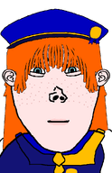 award awardsan awardsan_is_a_nigger_faggot blue_eyes cape closed_mouth clothes ear freckles ginger ginger_hair hat long_hair neutral nose subvariant:vlodette variant:vlodson // 639x987 // 30.2KB