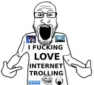 anonymous clothes glasses gnaa goatse hand i_fucking_love i_love internet open_mouth pointing rickroll soyjak stubble text trollface trolling tshirt variant:markiplier_soyjak // 618x559 // 90.9KB