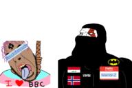 2soyjaks ack allah balaclava batman batman_(series) bbc blue_eyes blue_eyeseyes brown_skin brown_troonjak chad clothes crying eyes_like_the_o-o-cean flag:iraq flag:norway hanging hello_my_name_is_(sticker) iraq lifesucksthenyoudie namefag_drama norway purple_hair queen_of_spades soybooru stubble subvariant:mexiaryan tranny trend:aryan trend:slopjak variant:bernd variant:cobson variant:meximutt warrior-z_(user) // 900x600 // 157.8KB