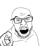angry bald glasses hand open_mouth pointing soyjak stubble variant:feraljak white_background white_skin // 1500x1500 // 29.4KB