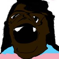 blobson blobtroon bloodshot_eyes brown_skin brown_troonjak crying open_mouth poop rope soyjak suicide tongue troon variant:bernd variant:blobson // 1000x1000 // 621.8KB