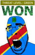 ahegao country democratic_republic_of_congo emerald flag flag:democratic_republic_of_congo gem glasses green green_eyes hair looking_up open_mouth schlog_color_event soyjak soyjak_blog star_(symbol) stubble teeth text threat_level_green variant:cobson won // 721x1115 // 170.8KB