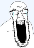 closed_eyes crying eyebrows gape geg gegerald glasses happy large_mouth laughing open_mouth stubble variant:feraljak wrinkles // 1006x1425 // 28.5KB