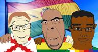 3soyjaks bolivia bolivian brown_eyes brown_hair brown_skin criollo flag flag:bolivia flag:spanish_empire flag:wiphala friendship glasses hand indigenous irl_background latin_america mestizo no_more_brother_wars sky smile spaniard stubble variant:chudjak variant:cobson variant:feraljak waving_flag white_skin wiphala // 1334x708 // 665.9KB