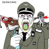1945 2soyjaks adolf_hitler anhero april april_30 blood bloodshot_eyes clothes crying dead death eagle german_uniform gun its_over looking_up nazi_germany nazism open_mouth poison schutzstaffel skull_and_bones suicide suit swastika text tongue totenkopf variant:bernd variant:peakyjak wwii // 540x540 // 51.8KB