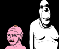 2soyjaks beard black_eyes brown_hair character:rapeson concerned earring glasses ominous pink_skin pooner red_lips subvariant:hornyson subvariant:soyak_(concerned) variant:cobson variant:soyak // 1860x1547 // 131.0KB