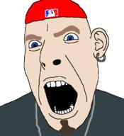 2soyjaks angry beard blue_eyes brown_hair cap clothes ear earring fred_durst glasses hat limp_bizkit open_mouth soyjak stubble variant:cobson variant:nojak white_skin // 721x789 // 27.7KB